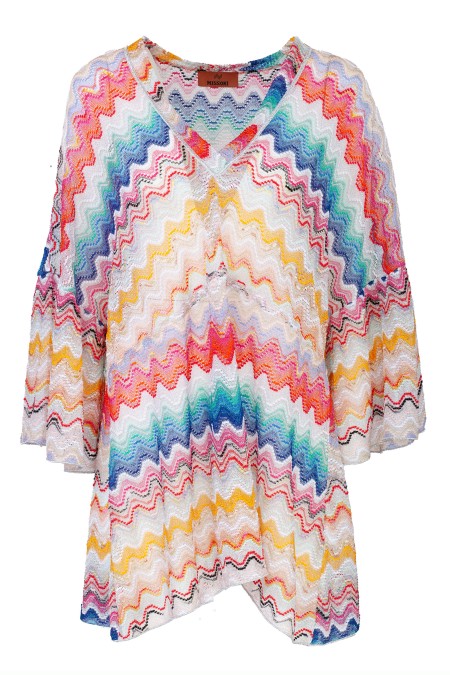 Shop MISSONI  Casacca: Missoni chevron jacket.
V neckline
Short sleeves, dropped shoulder.
Soft fit.
Composition: 87% Viscose 7% Metallic fibre.
Made in Italy.. MC22SQ03 BR00TG-SM99H